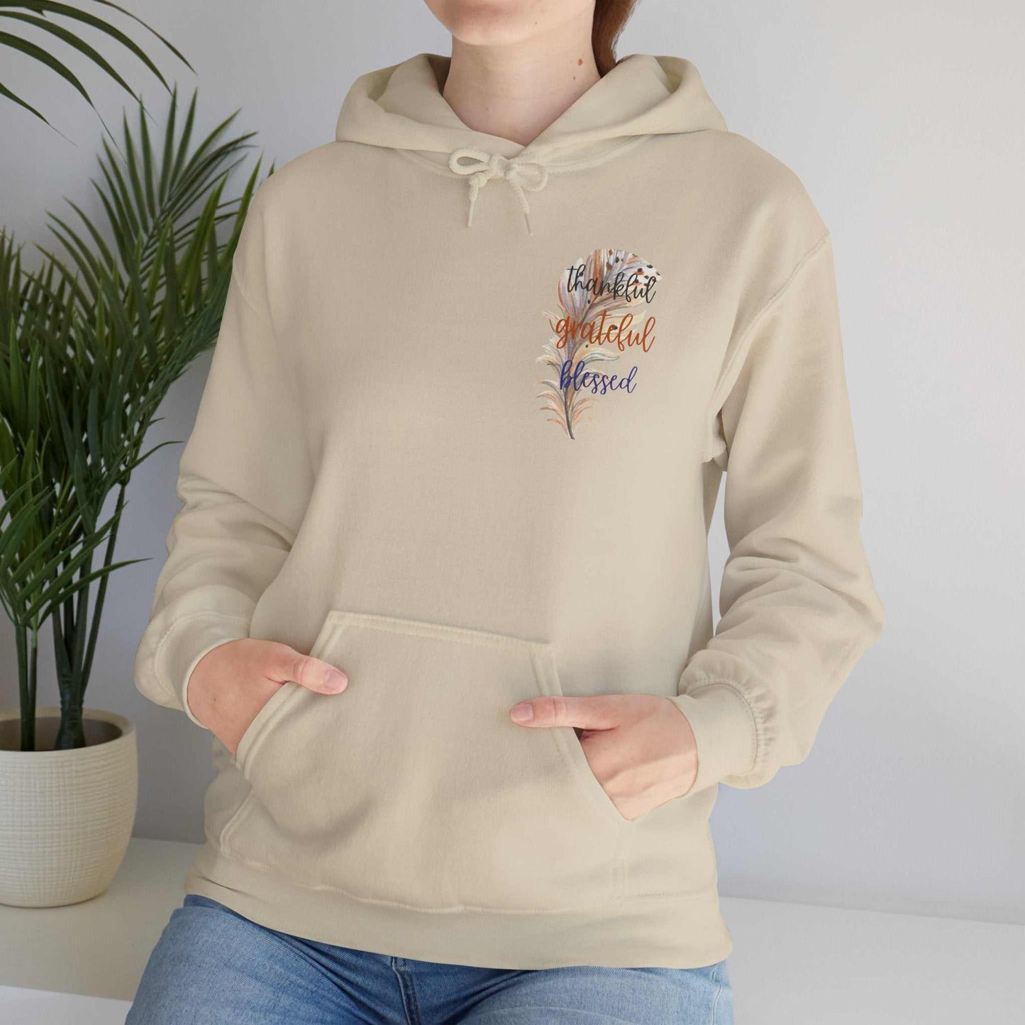 Minimalistic Thankful Blessed Hooded Sweatshirt