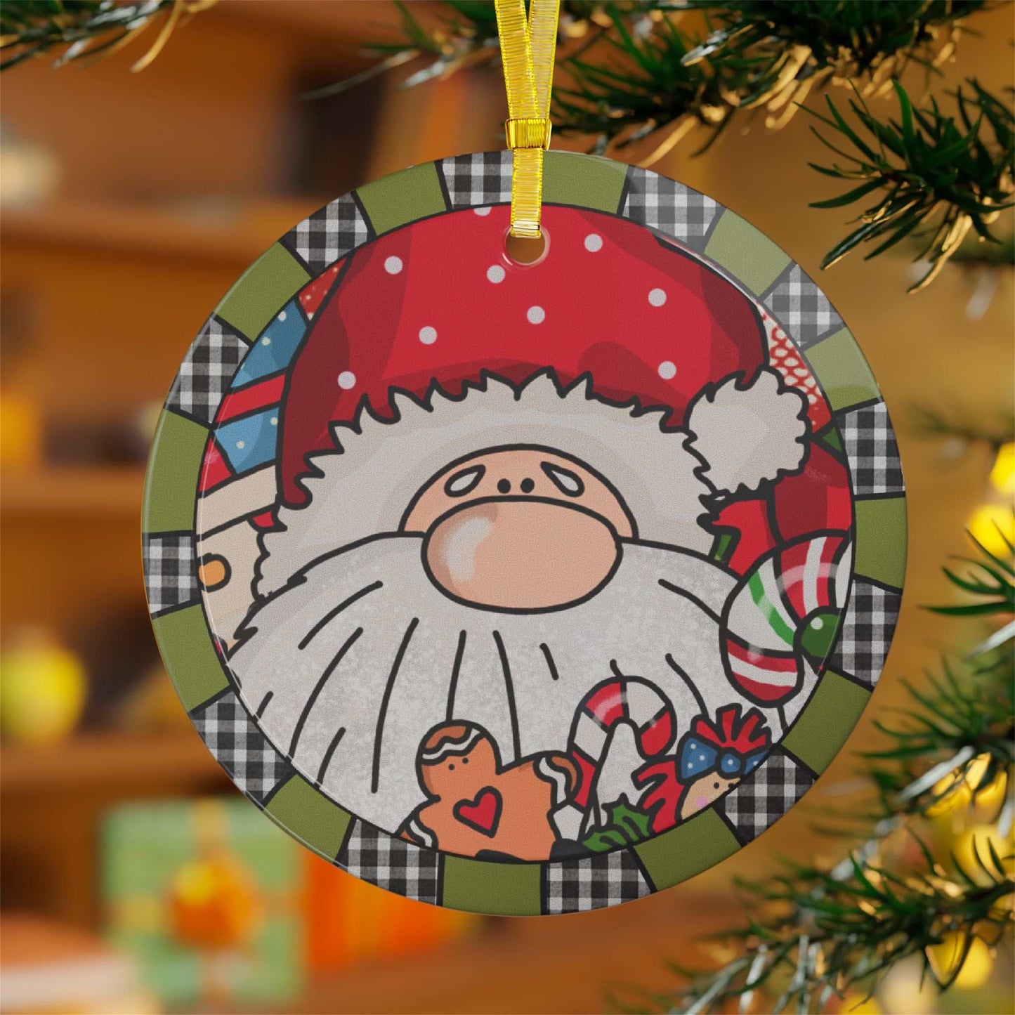 Glass Ornament Santa