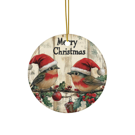 Ceramic Ornament Vintage Birds Round