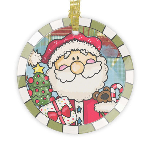 Glass Ornament Santa Gifts